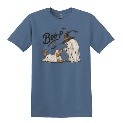 BOO-P! - Adorable Ghost and Dog Heavy Cotton Unisex T-shirt