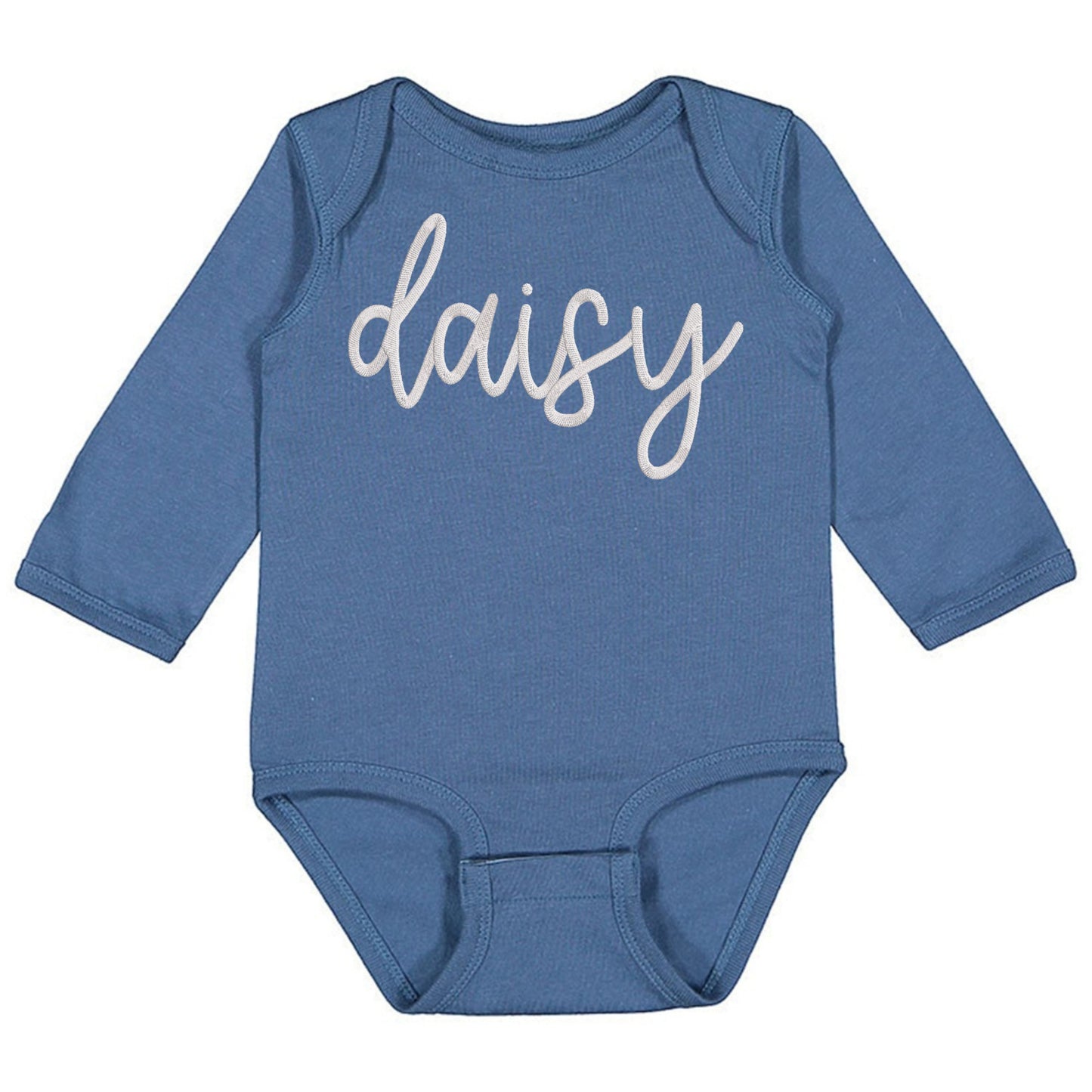 Faux Embroidery Baby Name - Infant Long Sleeve Bodysuit