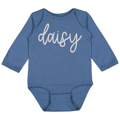Faux Embroidery Baby Name - Infant Long Sleeve Bodysuit