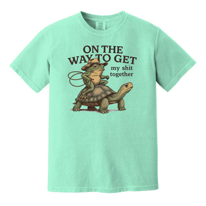 On the way to get my Shit Together - Funny Frog & Turtle Comfort Colors ® Heavyweight Ring Spun T-shirt