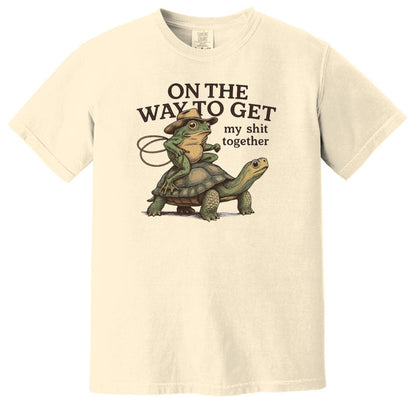 On the way to get my Shit Together - Funny Frog & Turtle Comfort Colors ® Heavyweight Ring Spun T-shirt