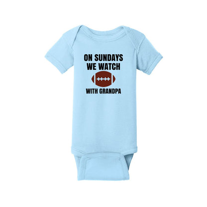 On Sundays we watch football - Infant Ribbed Bodysuit - Customize with "Daddy" or "Grandpa"