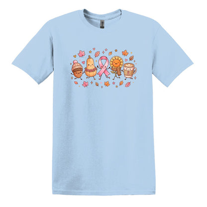 Fall Themed Doodle Art - Breast Cancer Awareness - Gildan Softstyle T-shirt