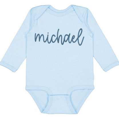 Faux Embroidery Baby Name - Infant Long Sleeve Bodysuit