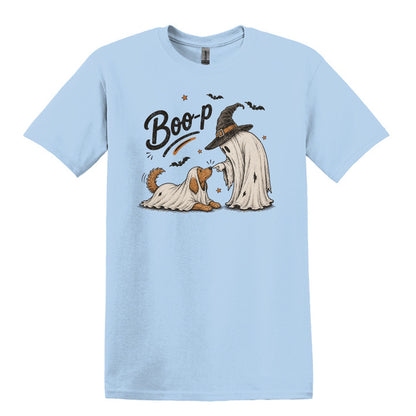 BOO-P! - Adorable Ghost and Dog Heavy Cotton Unisex T-shirt