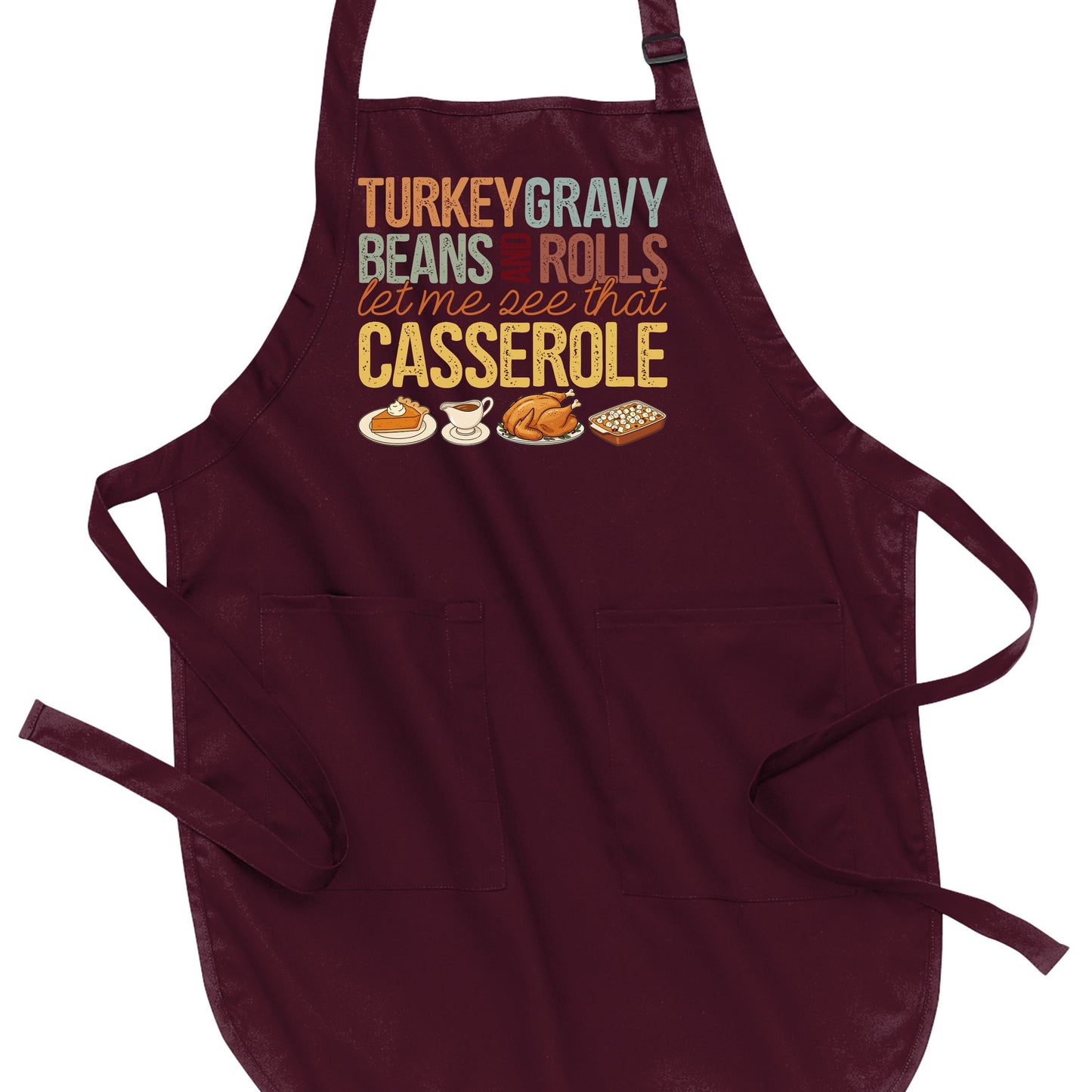 Turkey, Gravy, Beans & Rolls - Thanksgiving Port Authority® Full-Length Apron with Pockets