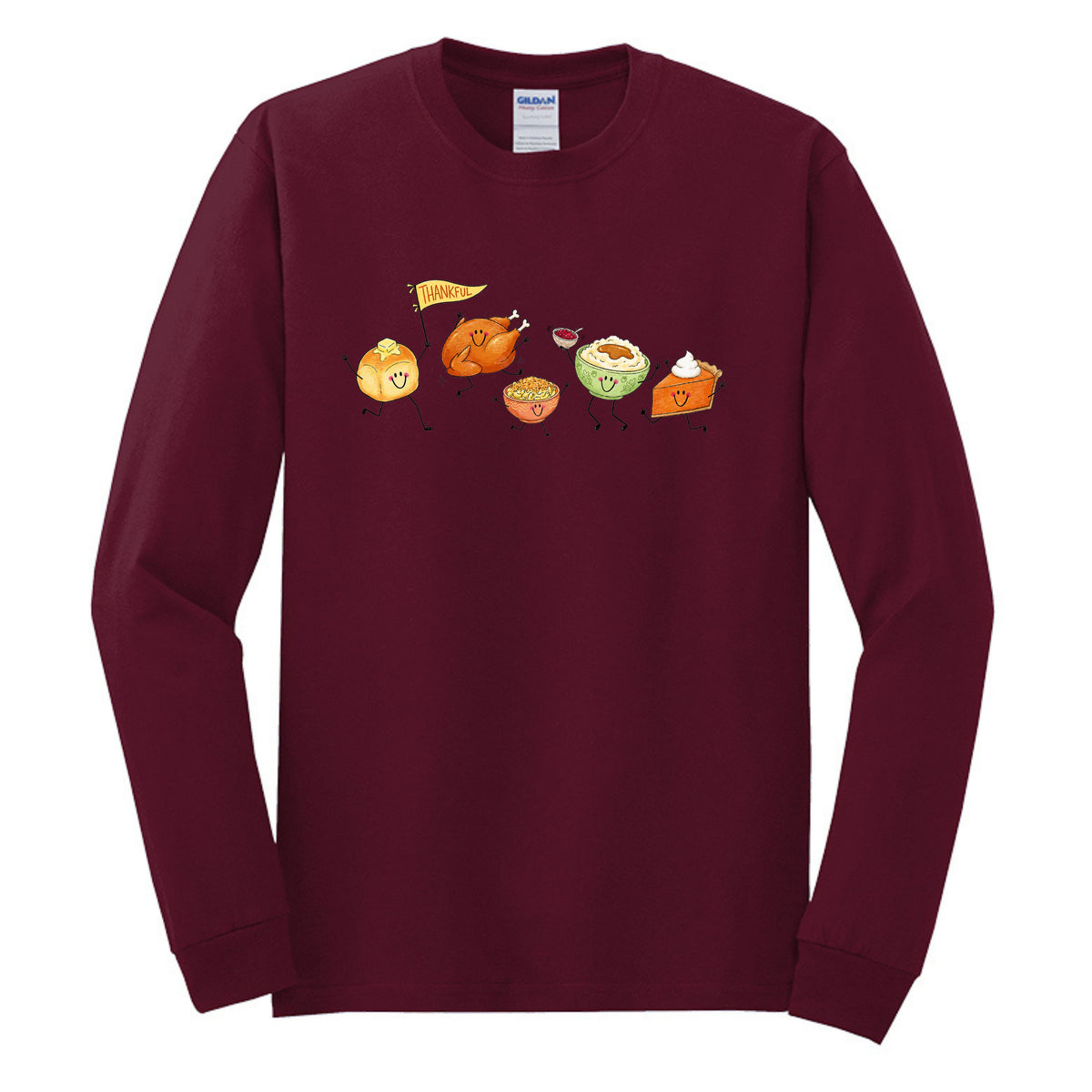 Thankful Fun Doodle Art | Gildan® Heavy Cotton™ 100% Cotton Long Sleeve T-Shirt