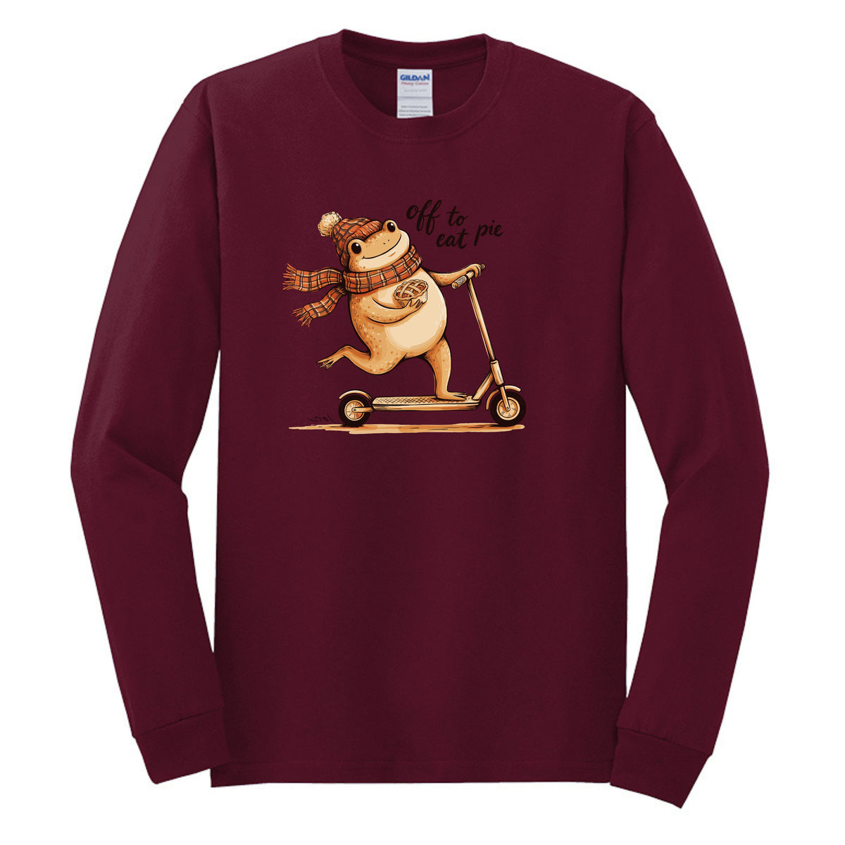 Off To Eat Pie - Fun Meme Design | Gildan® Heavy Cotton™ 100% Cotton Long Sleeve T-Shirt