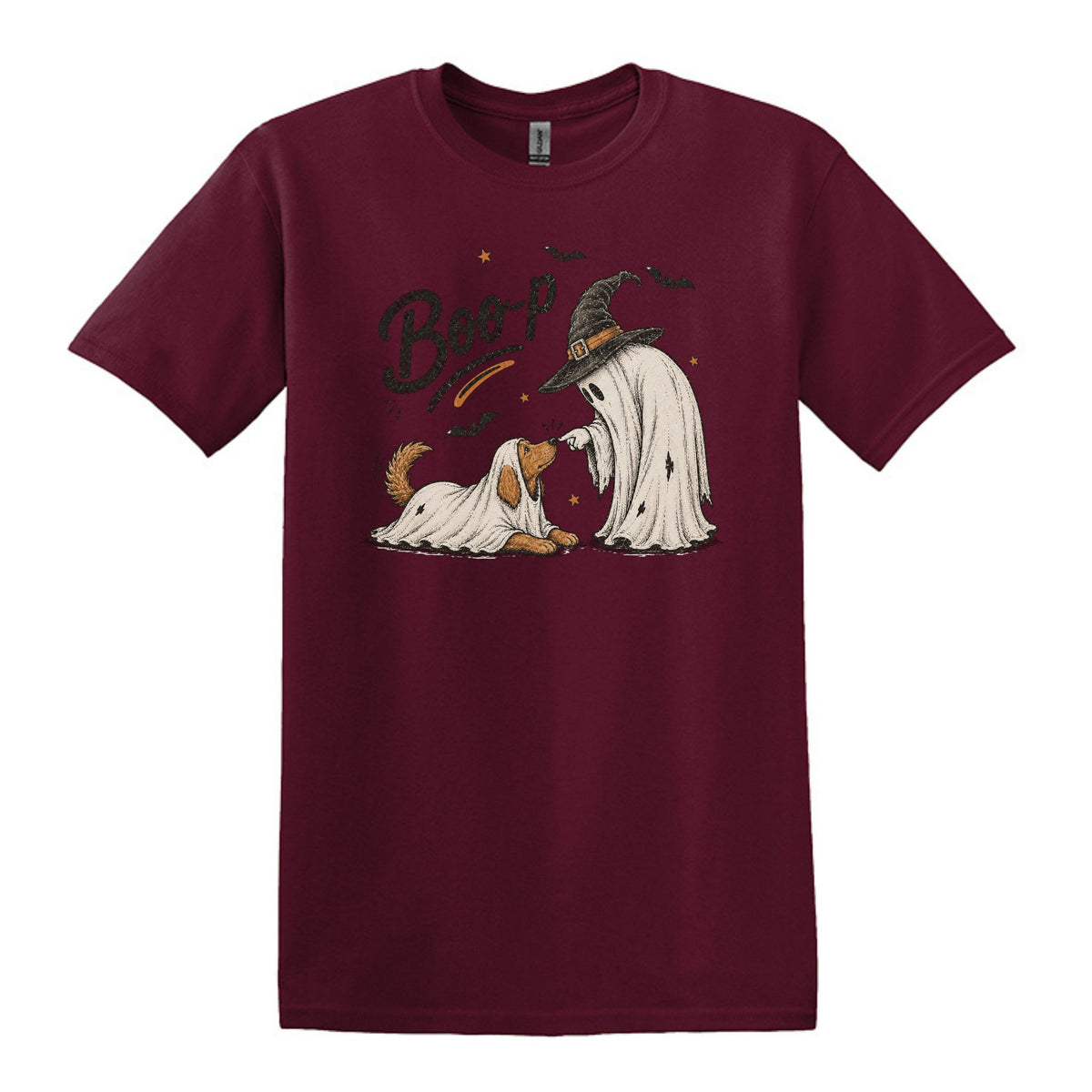 BOO-P! - Adorable Ghost and Dog Heavy Cotton Unisex T-shirt