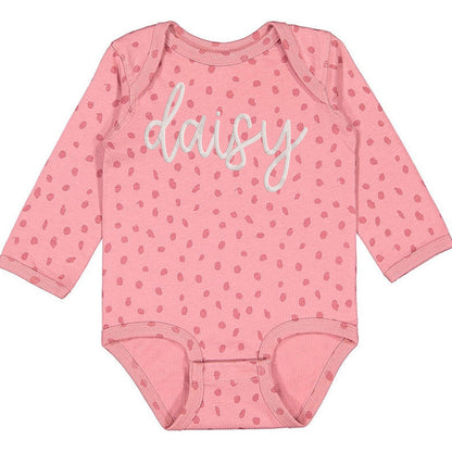Faux Embroidery Baby Name - Infant Long Sleeve Bodysuit