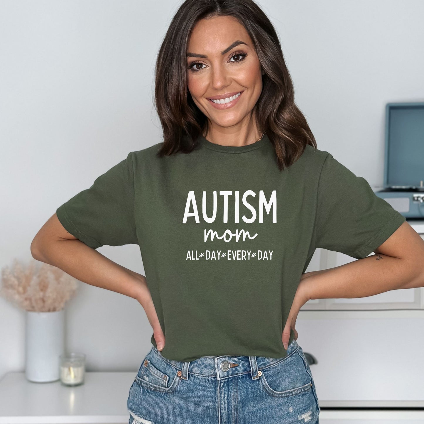 Autism Mom - ALL DAY EVERY DAY - Adult Unisex Soft Style T-shirt