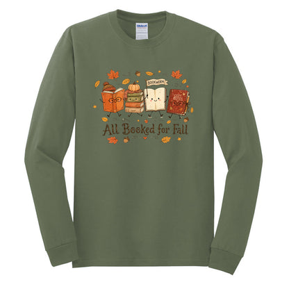 All Booked for Fall - Fun Doodle Design | Gildan® Heavy Cotton™ 100% Cotton Long Sleeve T-Shirt