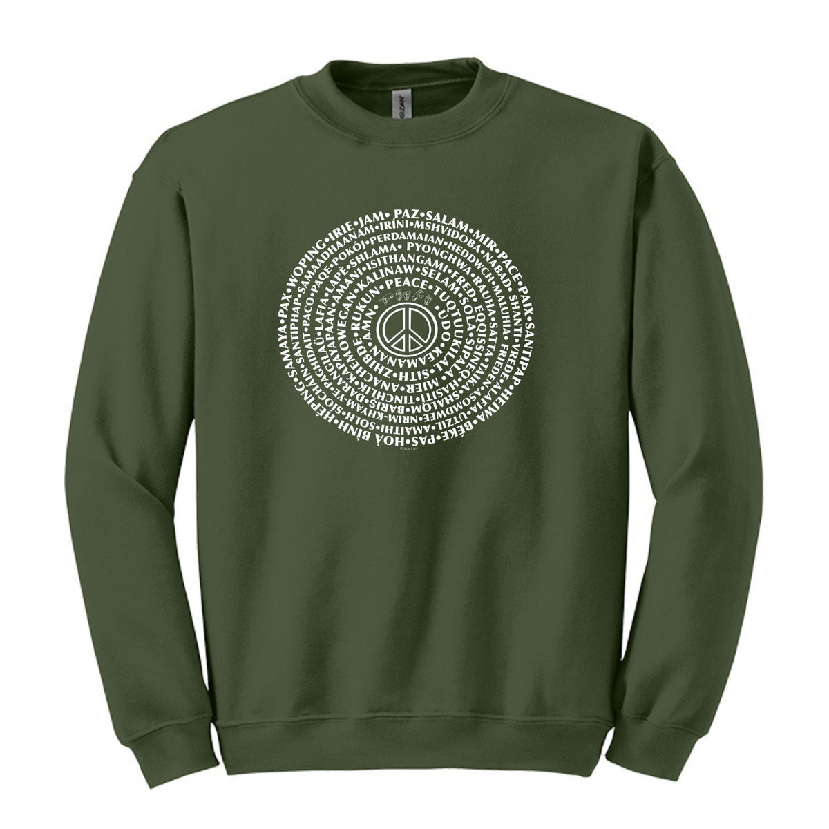 Can You Say PEACE - Gildan Crewneck - artwork designed by Cynthia NeJame