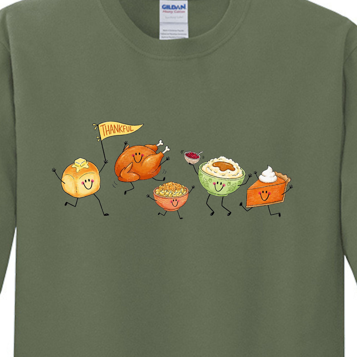 Thankful Fun Doodle Art | Gildan® Heavy Cotton™ 100% Cotton Long Sleeve T-Shirt