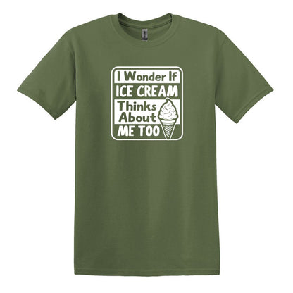 I wonder if Ice Cream thinks about me too - Adult Unisex Soft T-shirt