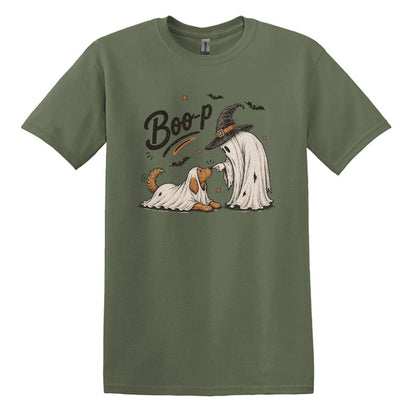 BOO-P! - Adorable Ghost and Dog Heavy Cotton Unisex T-shirt