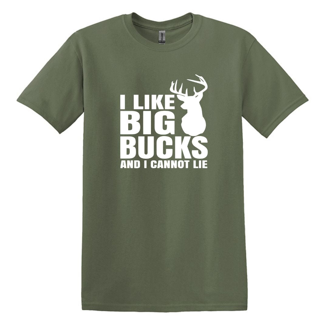 I LIKE BIG BUCKS - Deer Hunting Humor T-shirt - Gildan Adult Unisex Heavy Cotton
