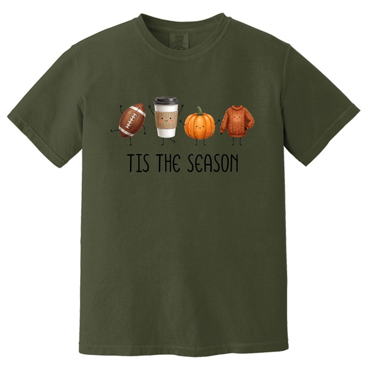 Tis' The Season | Football, Coffee, Pumpkins & Sweaters | Comfort Colors® Doodle Art T-Shirt