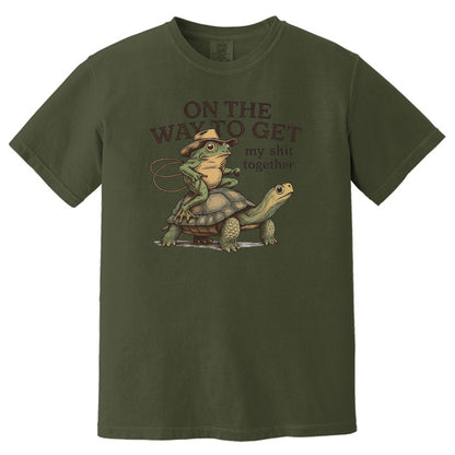On the way to get my Shit Together - Funny Frog & Turtle Comfort Colors ® Heavyweight Ring Spun T-shirt