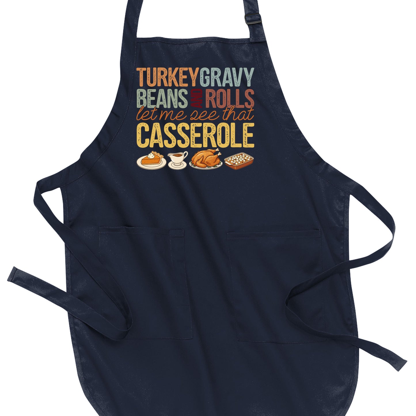 Turkey, Gravy, Beans & Rolls - Thanksgiving Port Authority® Full-Length Apron with Pockets
