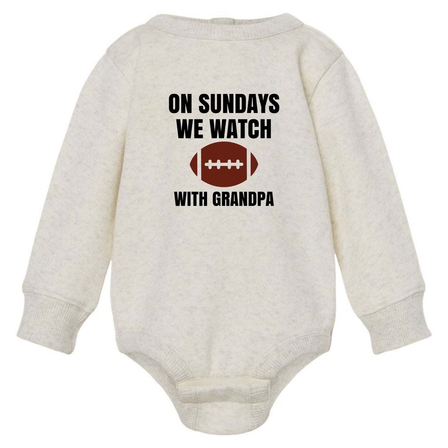 On Sundays we watch football with Daddy/Grandpa - Infant Long Sleeve Fleece Bodysuit