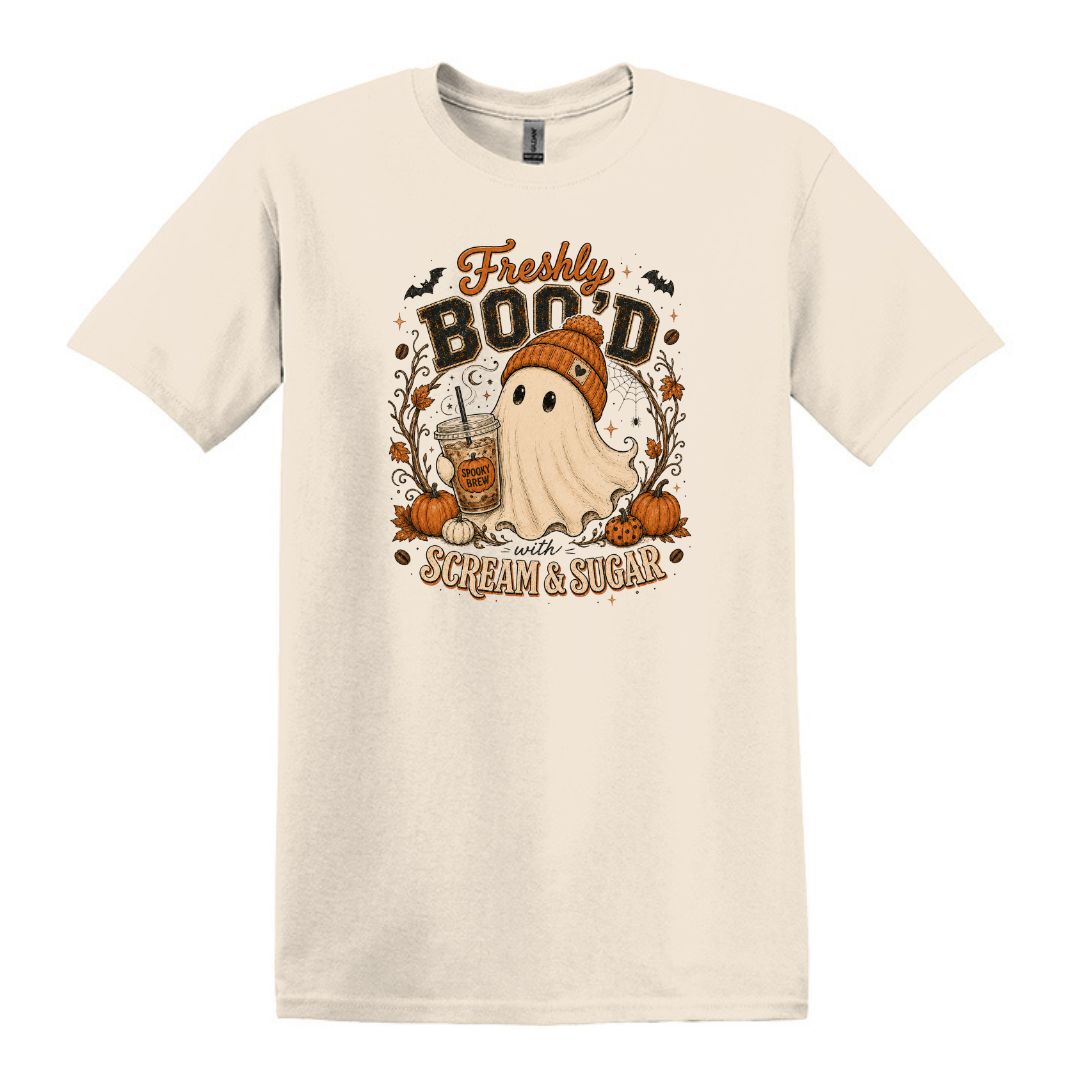 Freshly Boo'd | Scream & Sugar - Fall themed Heavy Cotton Unisex T-shirt