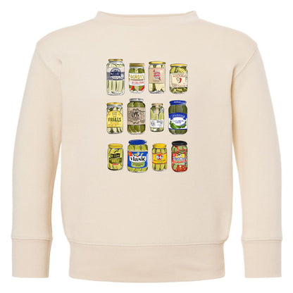 Pickle Jar Drawing Toddler Fleece Crewneck Sweatshirt - For Pickle Lovers Only