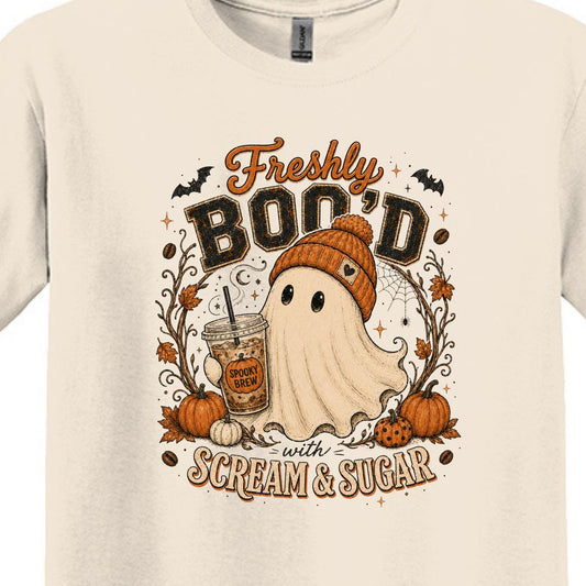 Freshly Boo'd | Scream & Sugar - Fall themed Heavy Cotton Unisex T-shirt