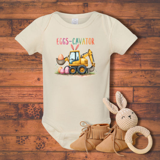Eggs-Cavator - Easter Construction Infant Ribbed Bodysuit