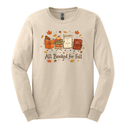 All Booked for Fall - Fun Doodle Design | Gildan® Heavy Cotton™ 100% Cotton Long Sleeve T-Shirt