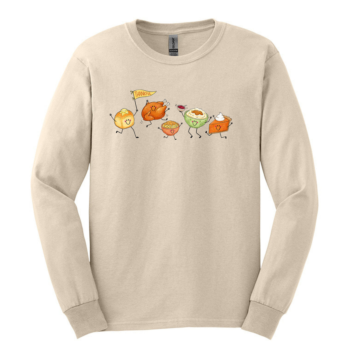 Thankful Fun Doodle Art | Gildan® Heavy Cotton™ 100% Cotton Long Sleeve T-Shirt