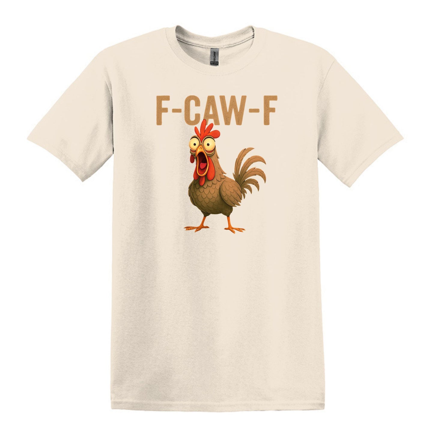 FUNNY ROOSTER T-SHIRT = F-CAW-F