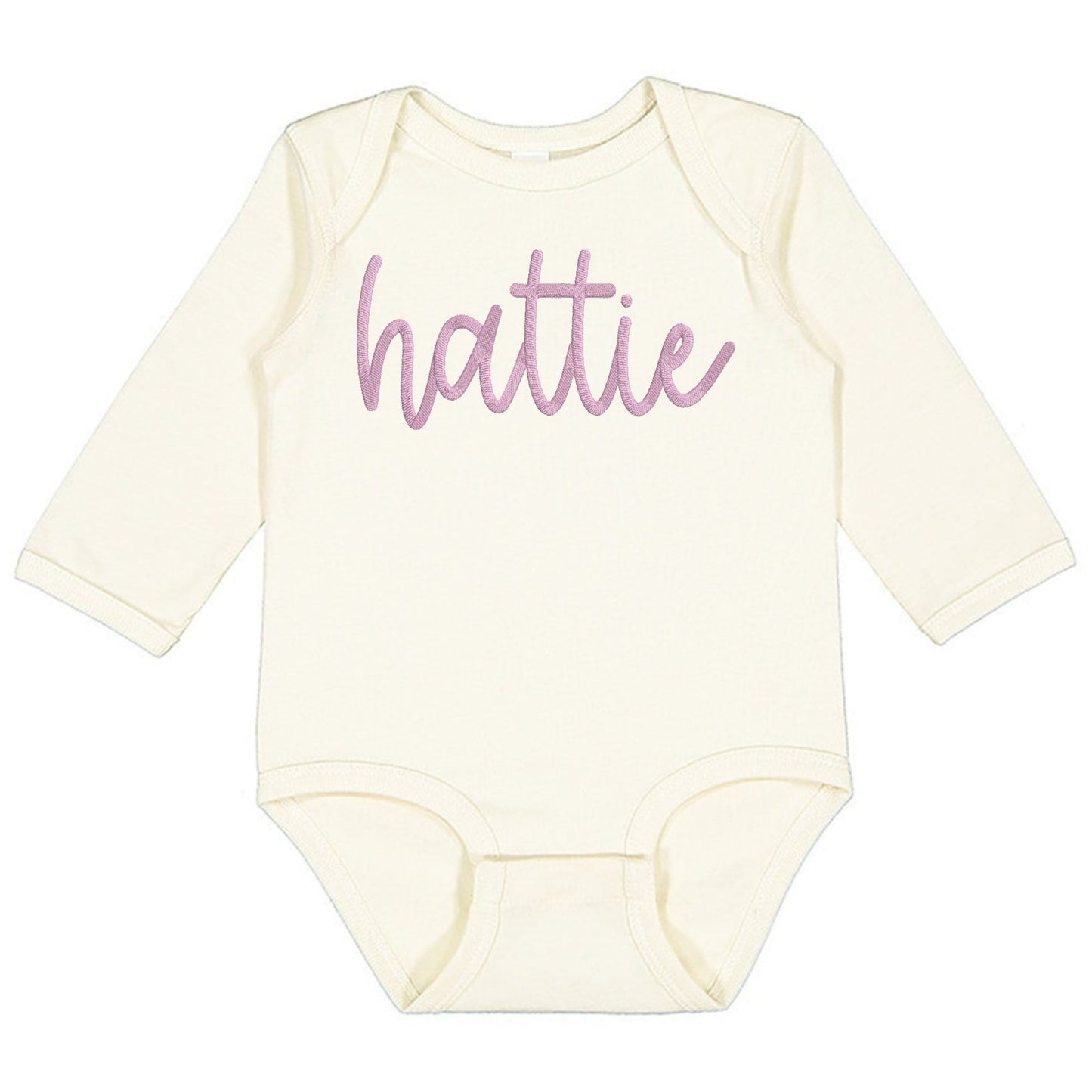 Faux Embroidery Baby Name - Infant Long Sleeve Bodysuit