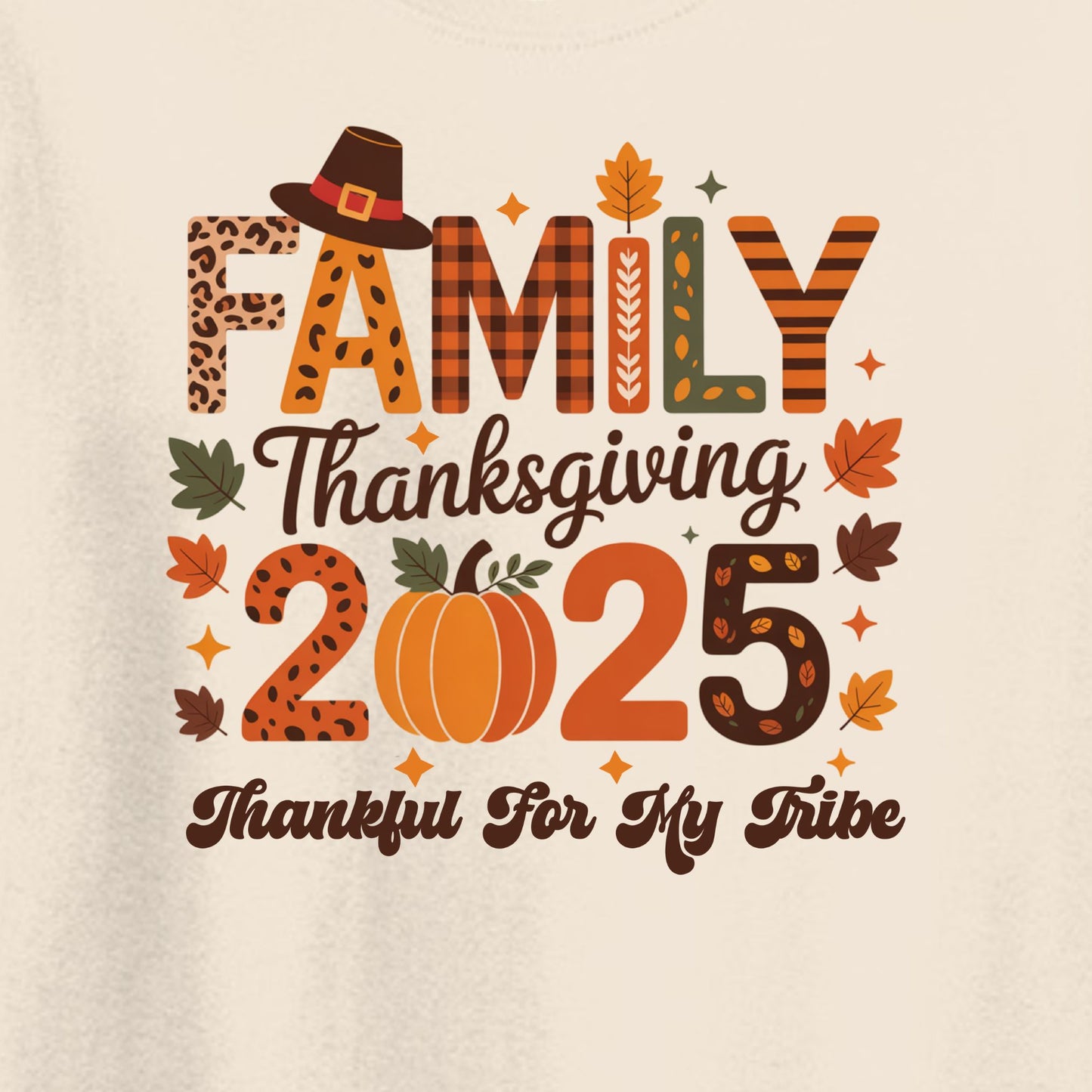 Thankful for my Tribe - 2025 Family Thanksgiving Heavy Cotton T-shirt