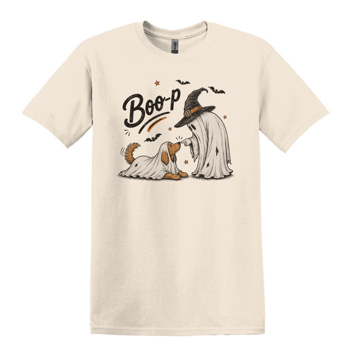 BOO-P! - Adorable Ghost and Dog Heavy Cotton Unisex T-shirt