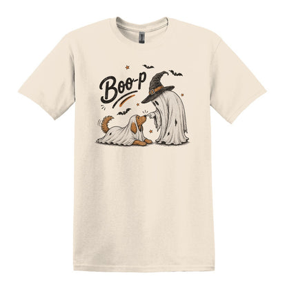 BOO-P! - Adorable Ghost and Dog Heavy Cotton Unisex T-shirt