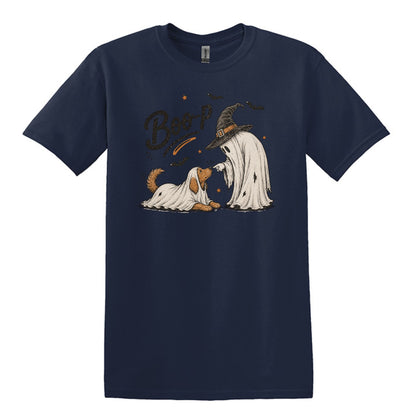 BOO-P! - Adorable Ghost and Dog Heavy Cotton Unisex T-shirt