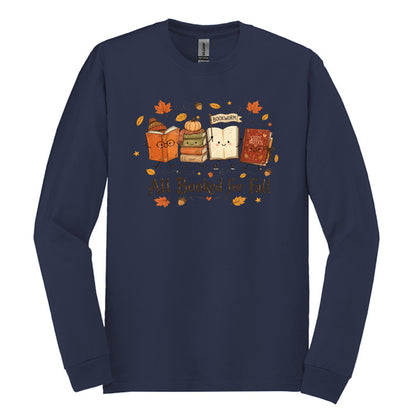 All Booked for Fall - Fun Doodle Design | Gildan® Heavy Cotton™ 100% Cotton Long Sleeve T-Shirt