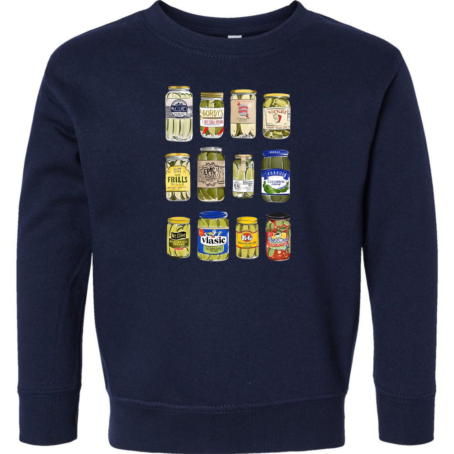 Pickle Jar Drawing Toddler Fleece Crewneck Sweatshirt - For Pickle Lovers Only