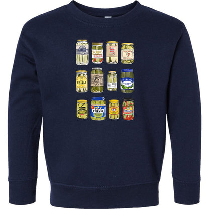 Pickle Jar Drawing Toddler Fleece Crewneck Sweatshirt - For Pickle Lovers Only