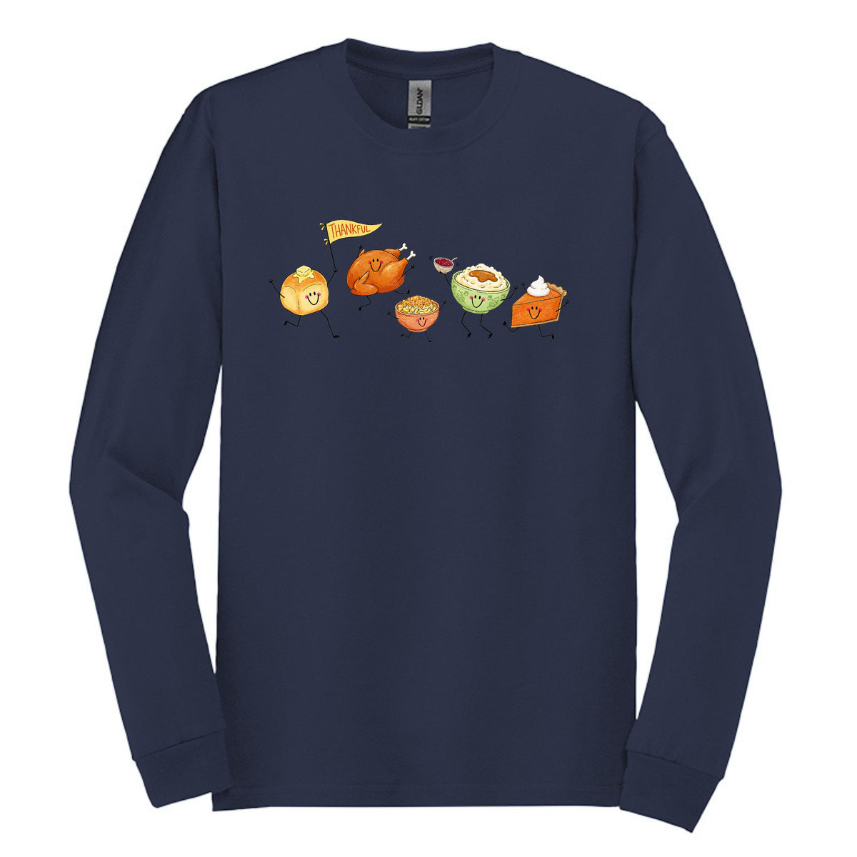 Thankful Fun Doodle Art | Gildan® Heavy Cotton™ 100% Cotton Long Sleeve T-Shirt