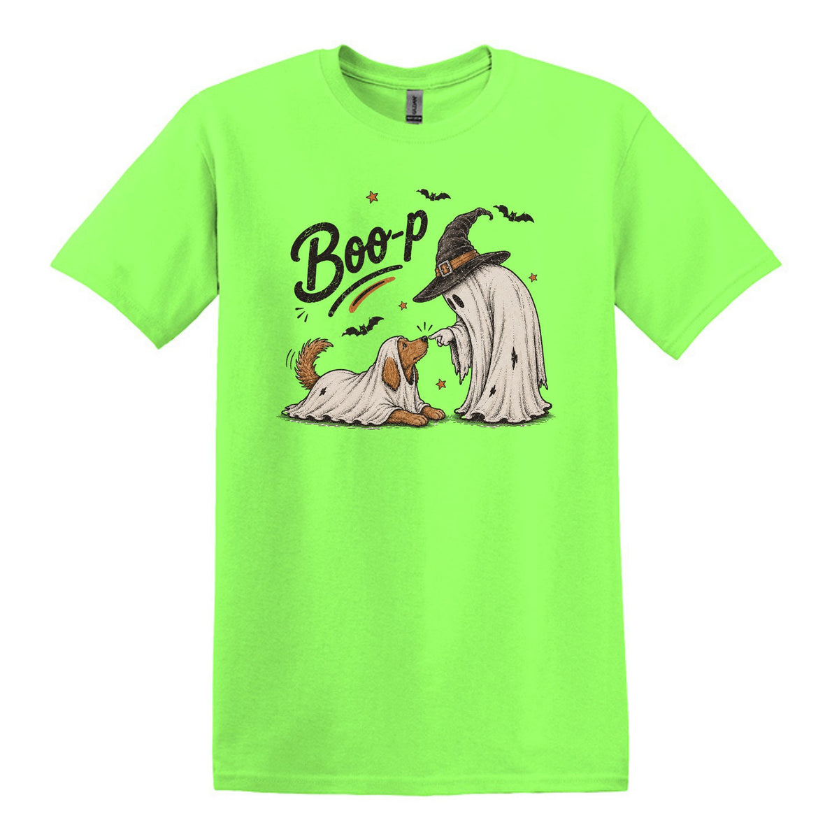 BOO-P! - Adorable Ghost and Dog Heavy Cotton Unisex T-shirt