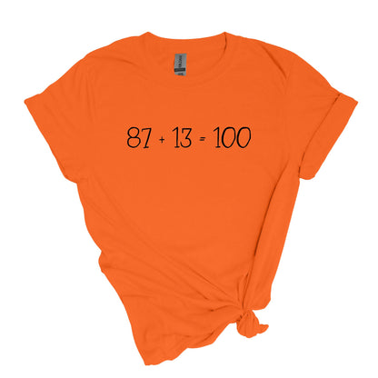 87 + 13 = 100 - Adult Soft-style T-shirt