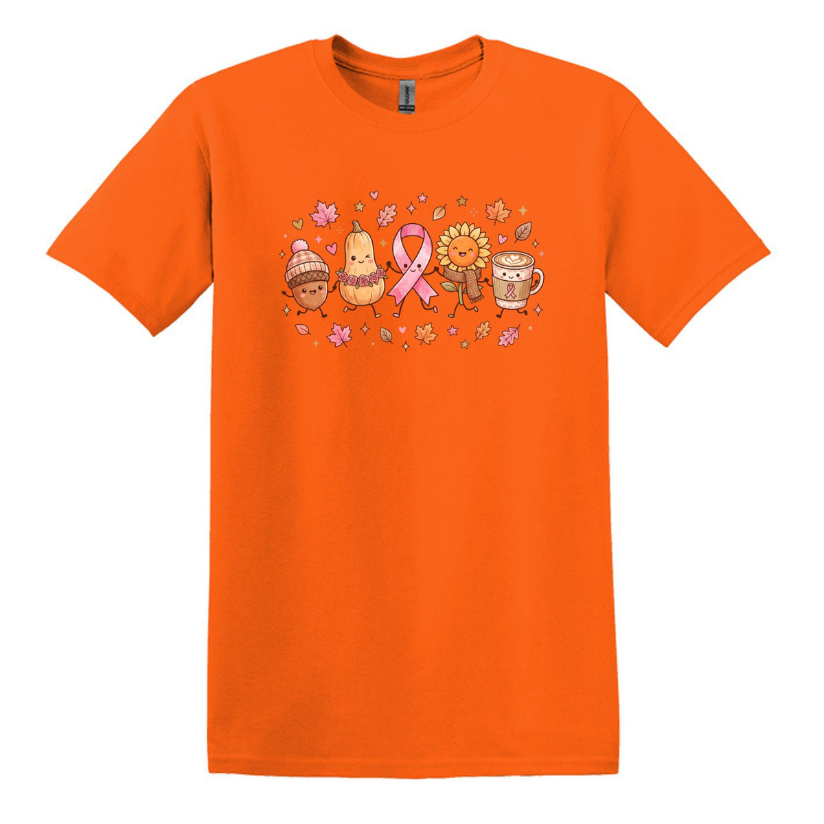 Fall Themed Doodle Art - Breast Cancer Awareness - Gildan Softstyle T-shirt