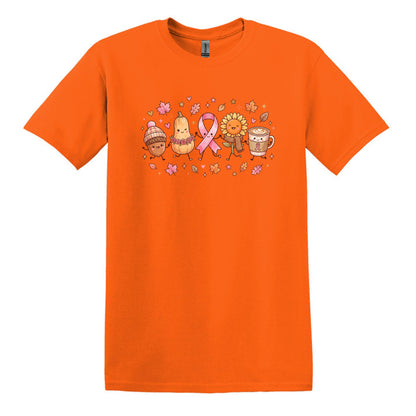 Fall Themed Doodle Art - Breast Cancer Awareness - Gildan Softstyle T-shirt
