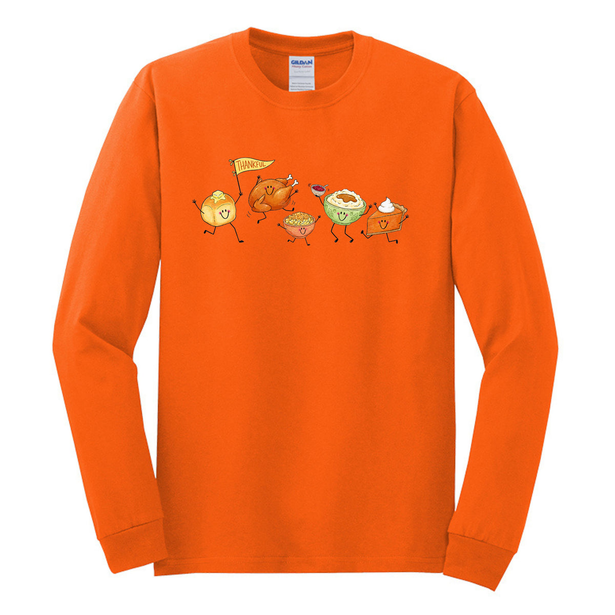 Thankful Fun Doodle Art | Gildan® Heavy Cotton™ 100% Cotton Long Sleeve T-Shirt