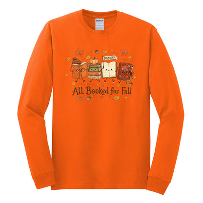 All Booked for Fall - Fun Doodle Design | Gildan® Heavy Cotton™ 100% Cotton Long Sleeve T-Shirt