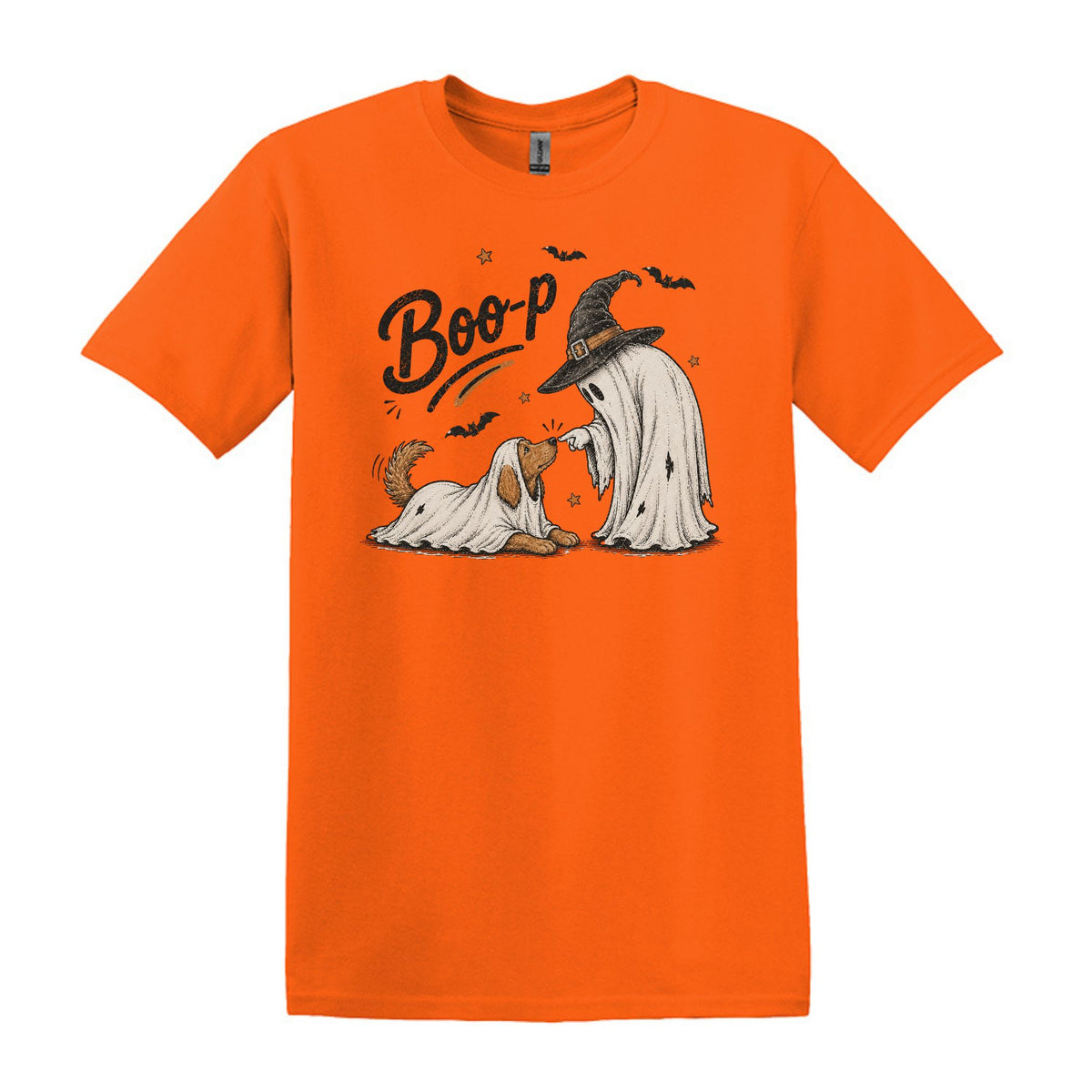 BOO-P! - Adorable Ghost and Dog Heavy Cotton Unisex T-shirt