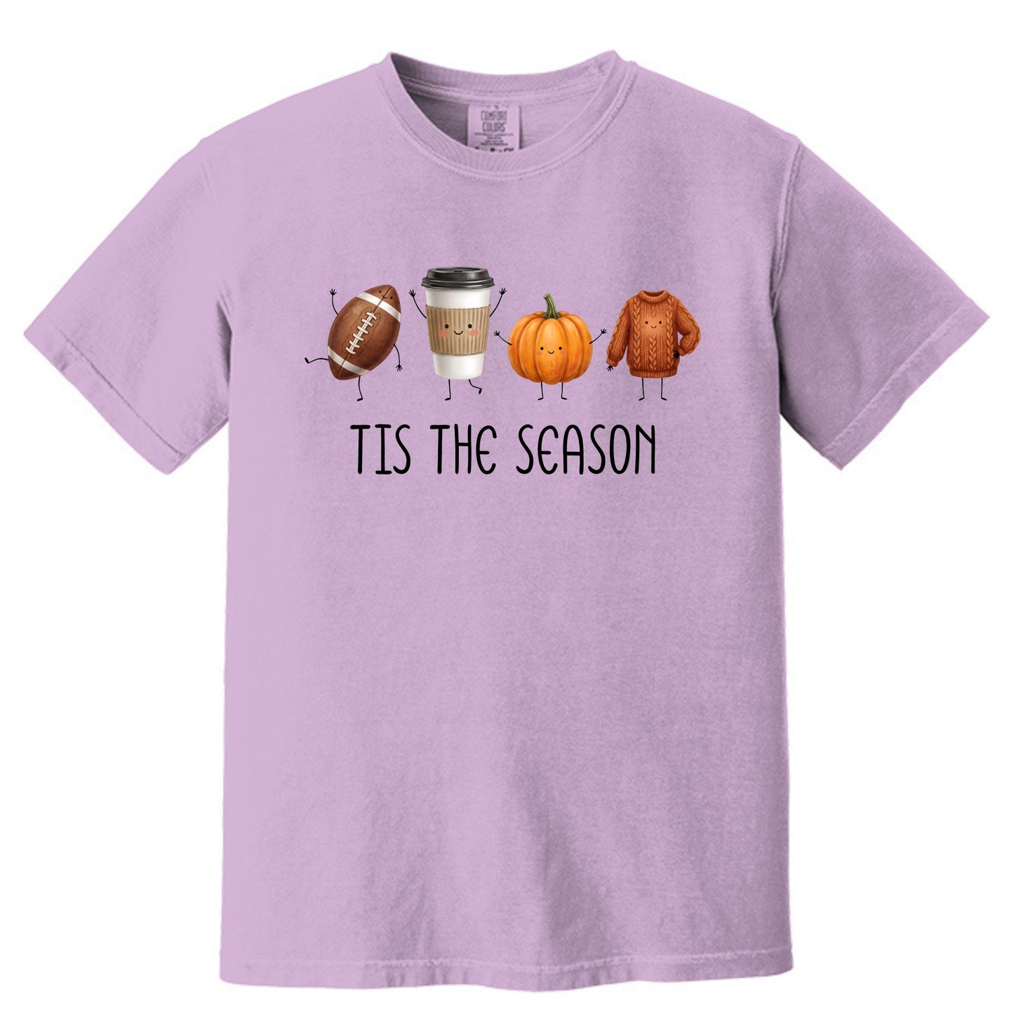 Tis' The Season | Football, Coffee, Pumpkins & Sweaters | Comfort Colors® Doodle Art T-Shirt