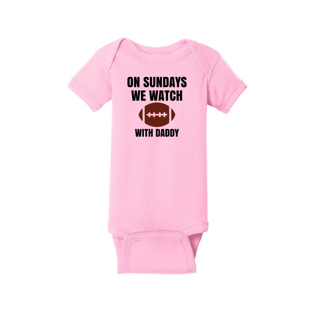 On Sundays we watch football - Infant Ribbed Bodysuit - Customize with "Daddy" or "Grandpa"